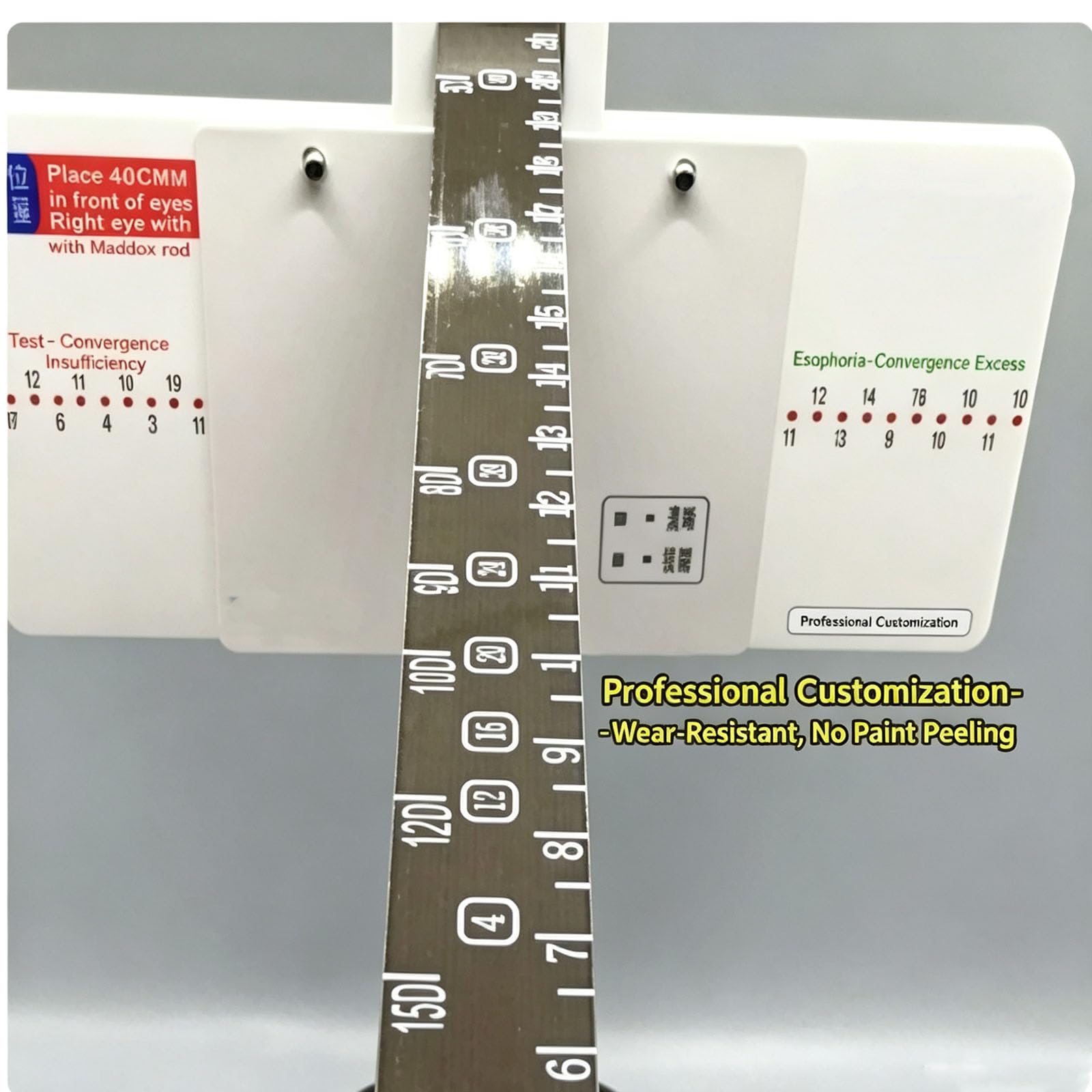 Sehtestlineal, Optometrisches Testinstrument Mit 10 Testkarten, Hochauflösender Feindruck, Höhen- Und Winkelverstellbar, Einfache Montage, Zur Nahsehprüfung
