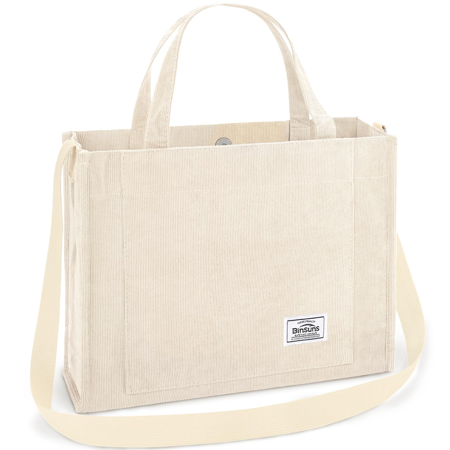 BINSUNS Corduroy Tote Bag for Women Small Satchel Bag Mini Tote Bag Aesthetic Crossbody Handbag - School Work Travel Shopping