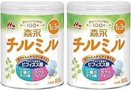 【Amazon.co.jp限定】 森永 フォローアップミルク チルミル 800g×2缶パック [1歳頃~3歳頃(満9ヶ月頃からでもご使用いただけます) 粉ミルク ビフィズス菌 オリゴ糖 ラクトフェリン]
