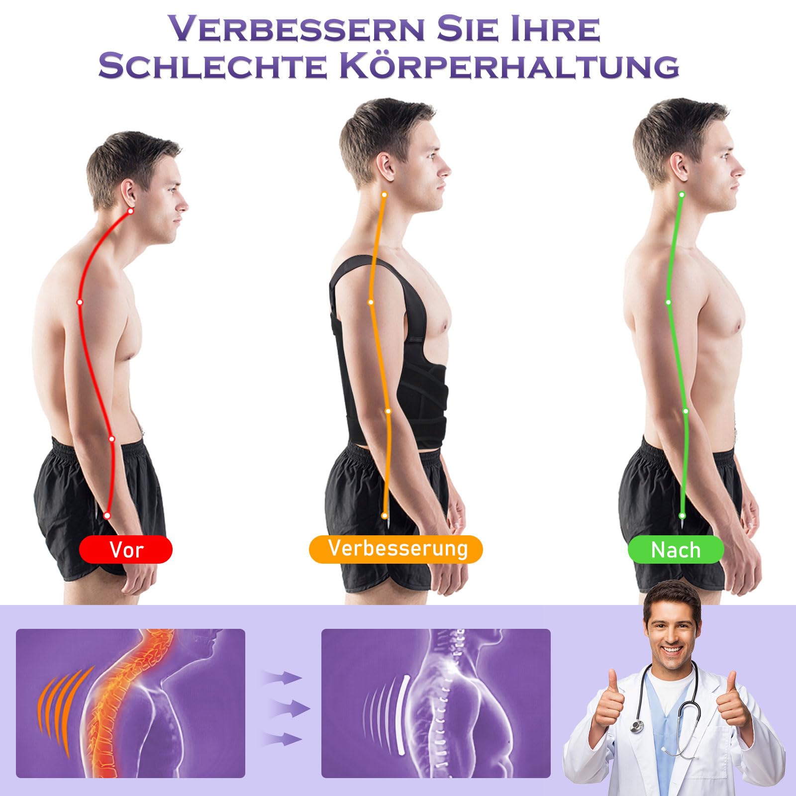 ETRSAIRL Haltungskorrektor Rücken - Schultergurt Für Aufrechte Körperhaltung Damen & Herren