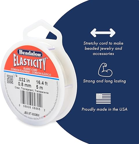 Miniatura 4 de Beadalon Elasticity - Cordón elástico, 0.020 in, oro satinado, 16.4 ft
