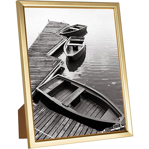 Giverny 8x10 Picture Frames, Gold Photo Frames for Wall or Tabletop Display, Simple Design Glossy Finish Frame Perfect for Home Decoration, Office, Hotel and Various Ceremonies Praties