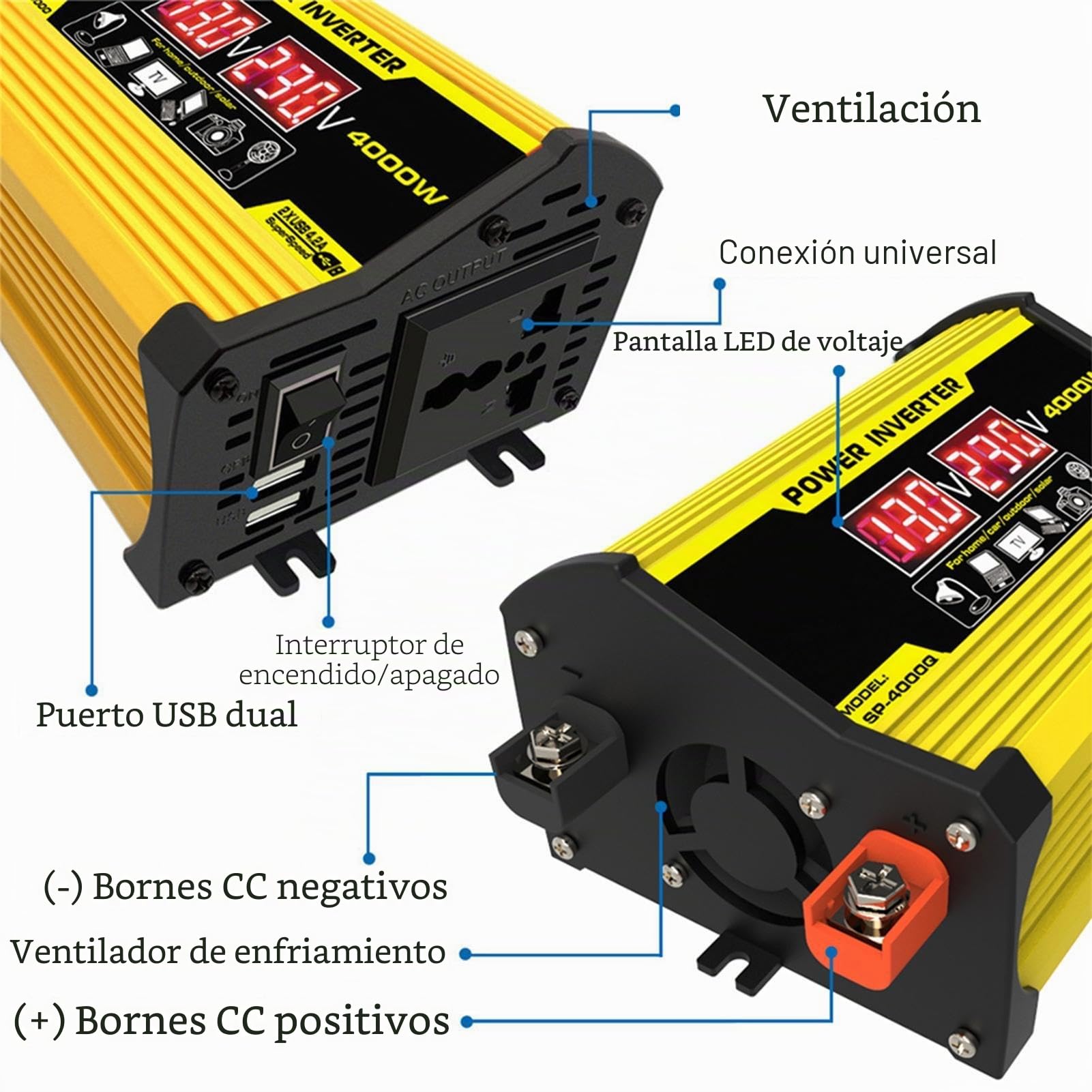 Yusheng Kit de energía Solar - 300W Convertidor Inversor 18W Panel Solar Completo | DC12V a AC110/220V 30A Controlador Solar con Puertos USB y Pantalla LED