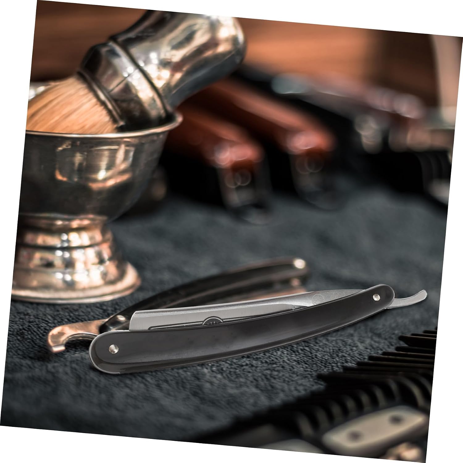 Old Style Manual Beard Shaving Razor Hair Shaver Metal Straight Razor Single Blade for Men’s Facial and Head Hair Removal Style