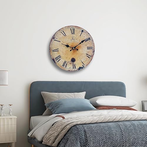 Miniatura 8 de Reloj de pared rústico grande, silencioso, funciona con pilas, para sala de estar, estilo vintage, de 24 pulgadas, sin tictac, para cocina,