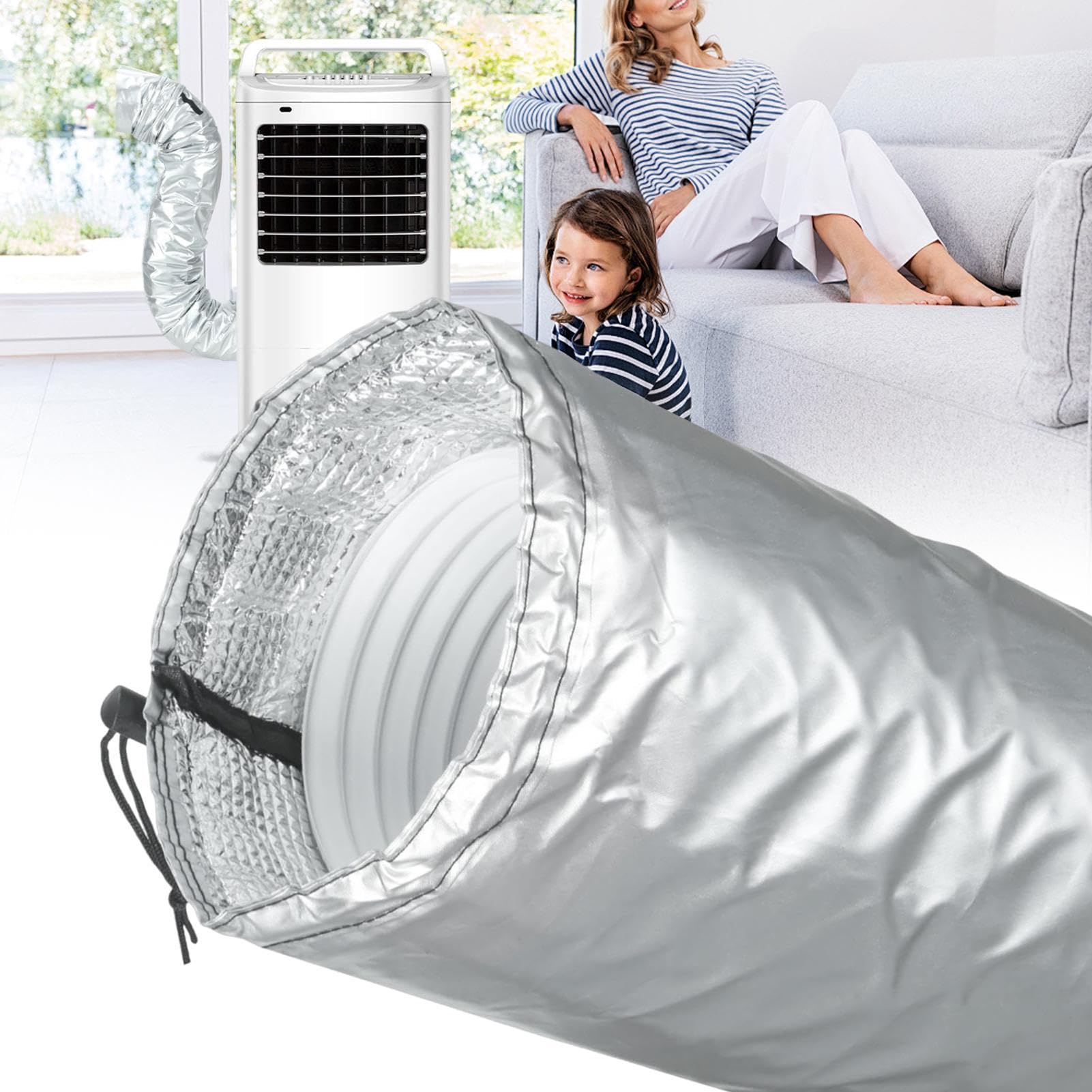 Guaina Isolante Tubo Condizionatore Portatile, 150 Cm Copertura Termica Impermeabile Per Tubo Scarico Aria Calda, Protezione Flessibile Riduce Dispersione Calore E Migliora Efficienza Clima Mobile