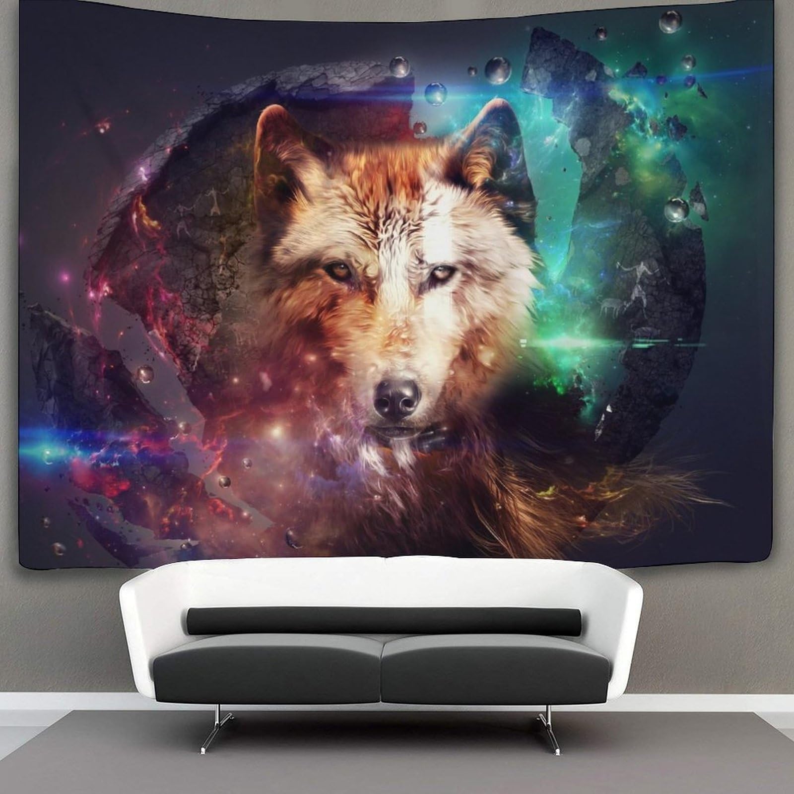 kaiyun Cosmic Wolf Tapestry Animal Tapestries 3D Wall Hanging Home Decorations for Room 150cmx200cm