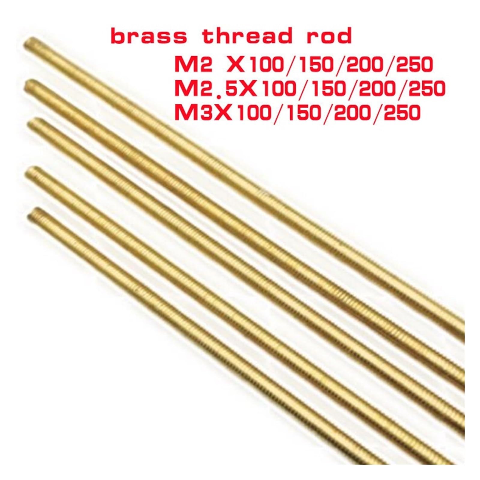 Varilla roscada de latón M2-M6 100-250 mm 2-5 piezas(M6x100 2pcs)