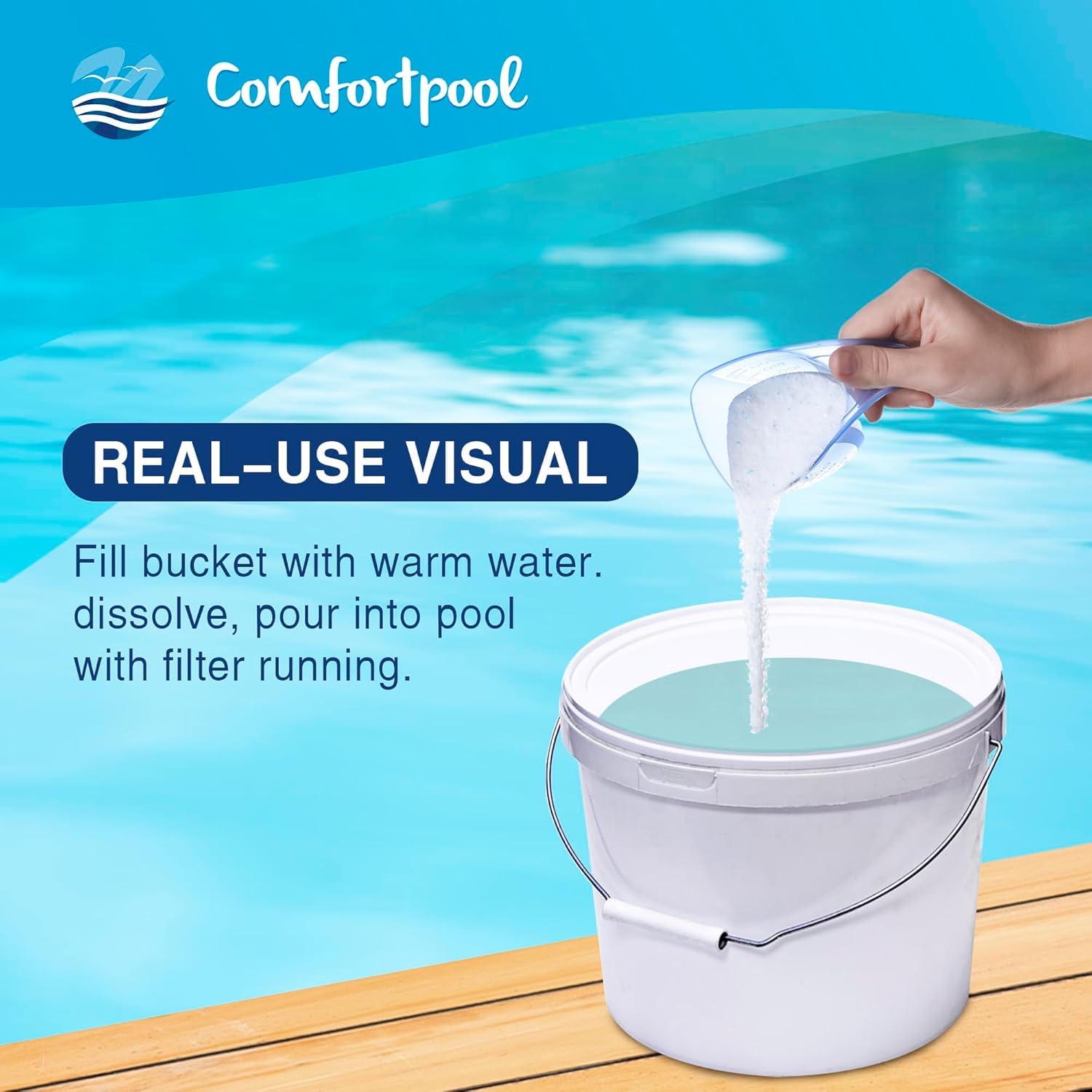 Poudre pH plus | 1 kg | Augmente le pH | Pour une eau claire de la piscine | Comfortpool