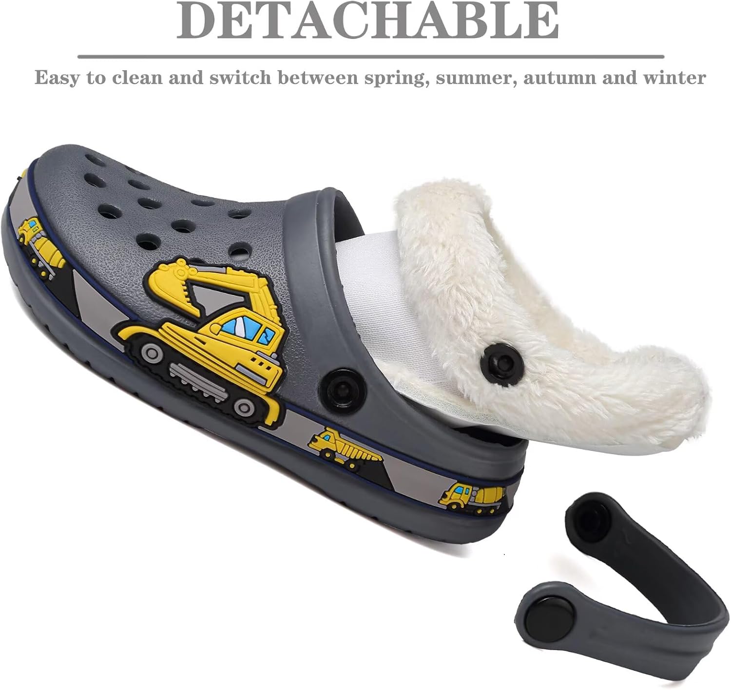 Toddler Lined Clog Slippers Winter Garden Sandals Kids House Shoes Warm Slip On Sneakers Cartoon Slides for Boys and Girls Children Indoor Outdoor