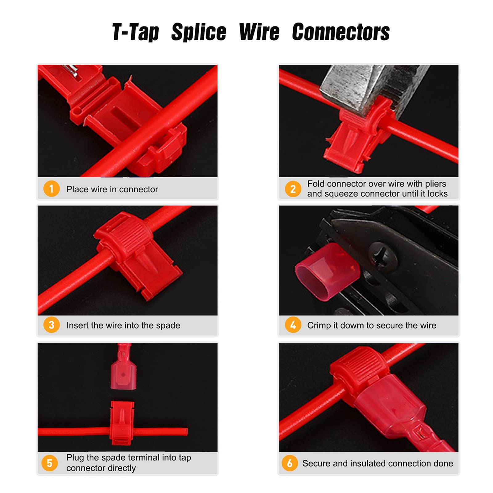 Connettori Per Cavi T-Tap Terminali Per Cavi Elettrici Autospelanti Terminali A Forcella Maschio Isolati A Sgancio Rapido Kit Assortimento Con Custodia,360pcs