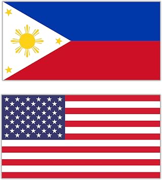 2 Pack - Philippines American Flags Sticker | 1 of Each | USA Pilipinas Filipino Pinoy Vinyl Decal 3" x 2" 2 Pack