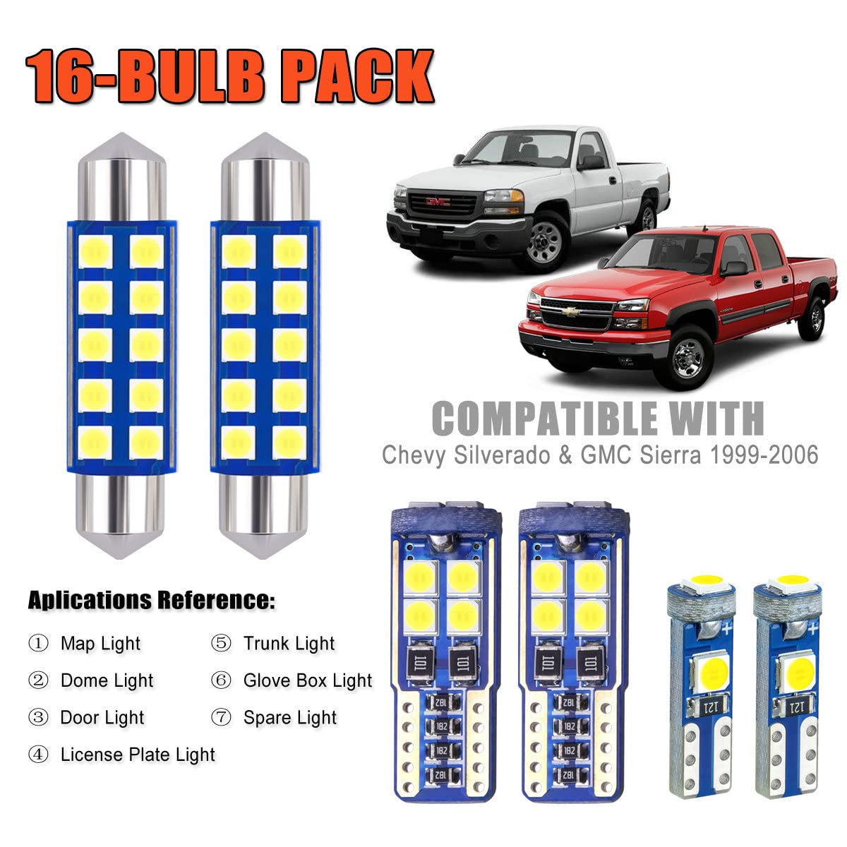 Buy EBAIFUN 14pc White LED Interior Light Kit Compatible with
