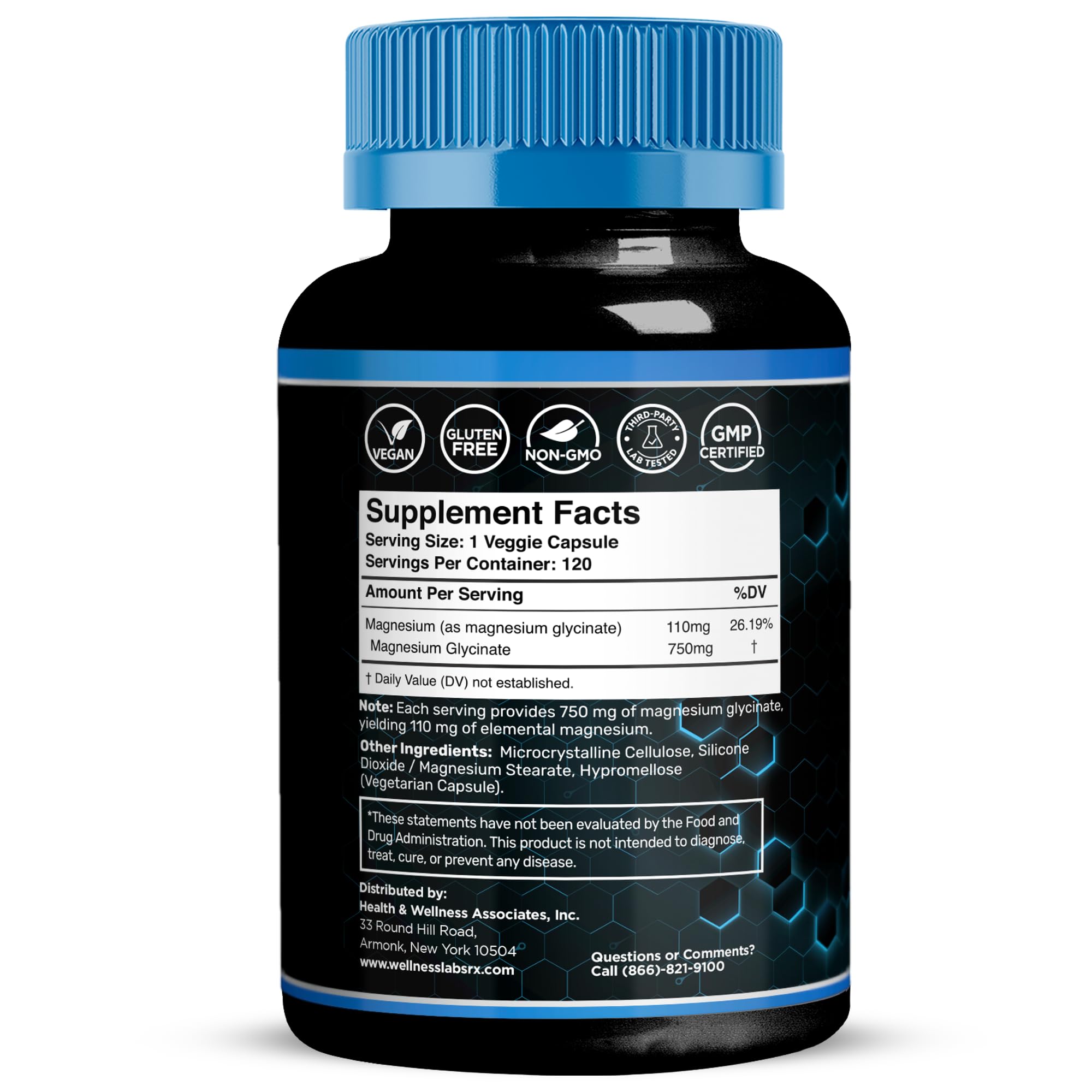 Magnesium Glycinate Capsules 750mg, High Absorption Heart Calm, 120 Count — Amazon image 2
