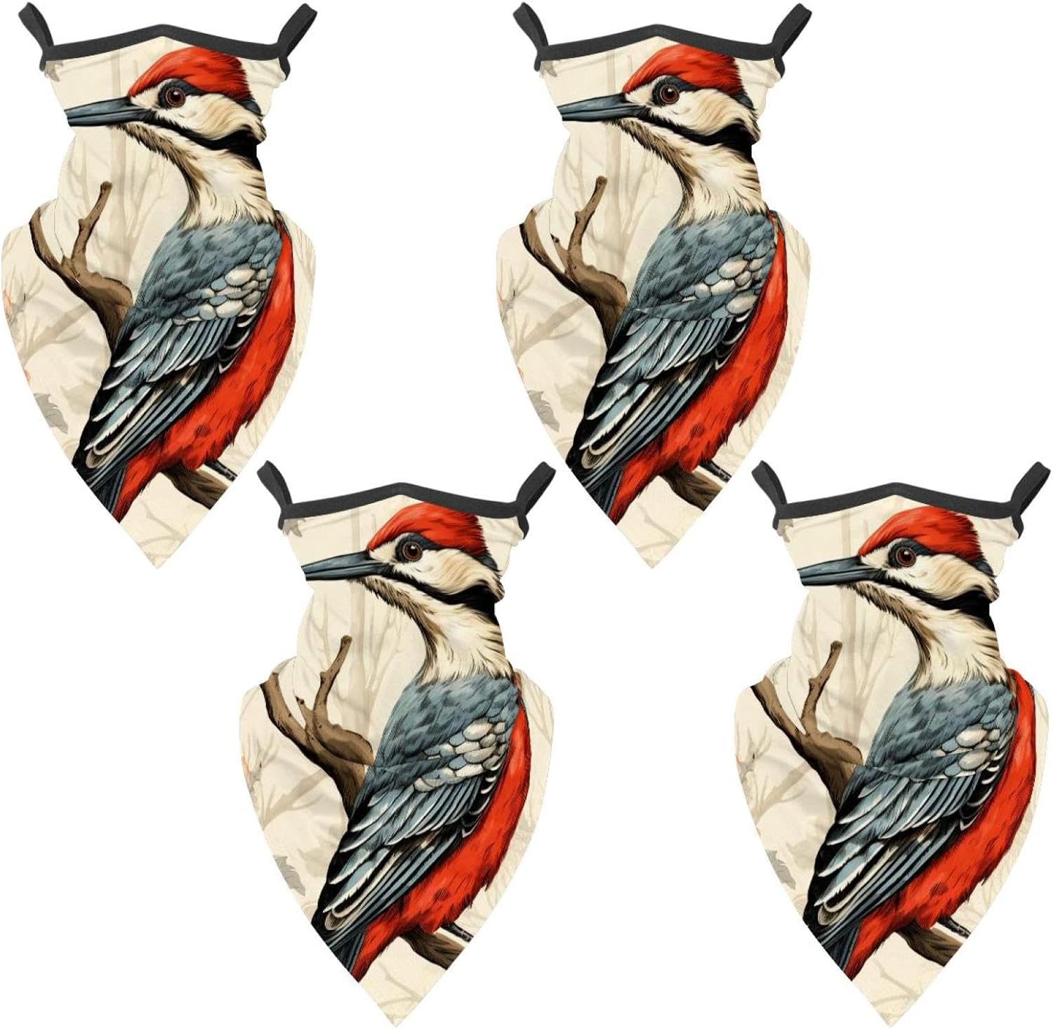 4 Pack Woodpecker Neck Gaiter, Cooling Breathable Face Mask UV Protection Scarf Hiking Bandana for Men/Women