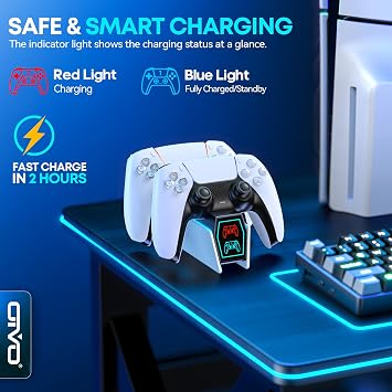 PS5 Controller Charger with 2 Cable Types 2H Fast Charge Station P4 Charger