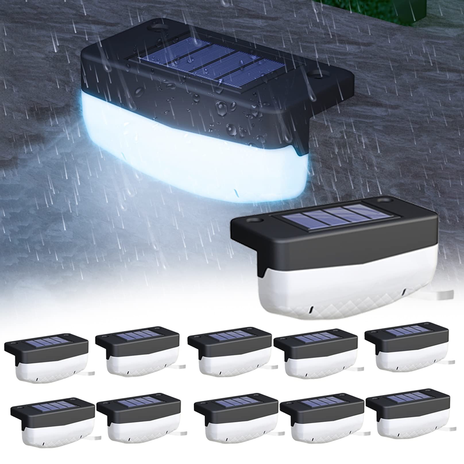 BiiKoon Outdoor Step Lights Solar Deck Light Ip65 Waterproof Solar Fence Lights Dusk To Dawn Patio Decor Security Lights For Stairs Yard Pathway (Color : Cold White, Size : 12 pack)