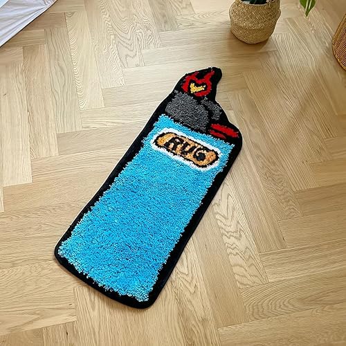 LAKEA Lighter Tufted Rug Art Rug for Bedroom Living Room Retro Rainbow Fluffy Anti-Slip Bath Bathroom Nonslip Mat Home Decor (Blue, 31.5X9.4 inch)