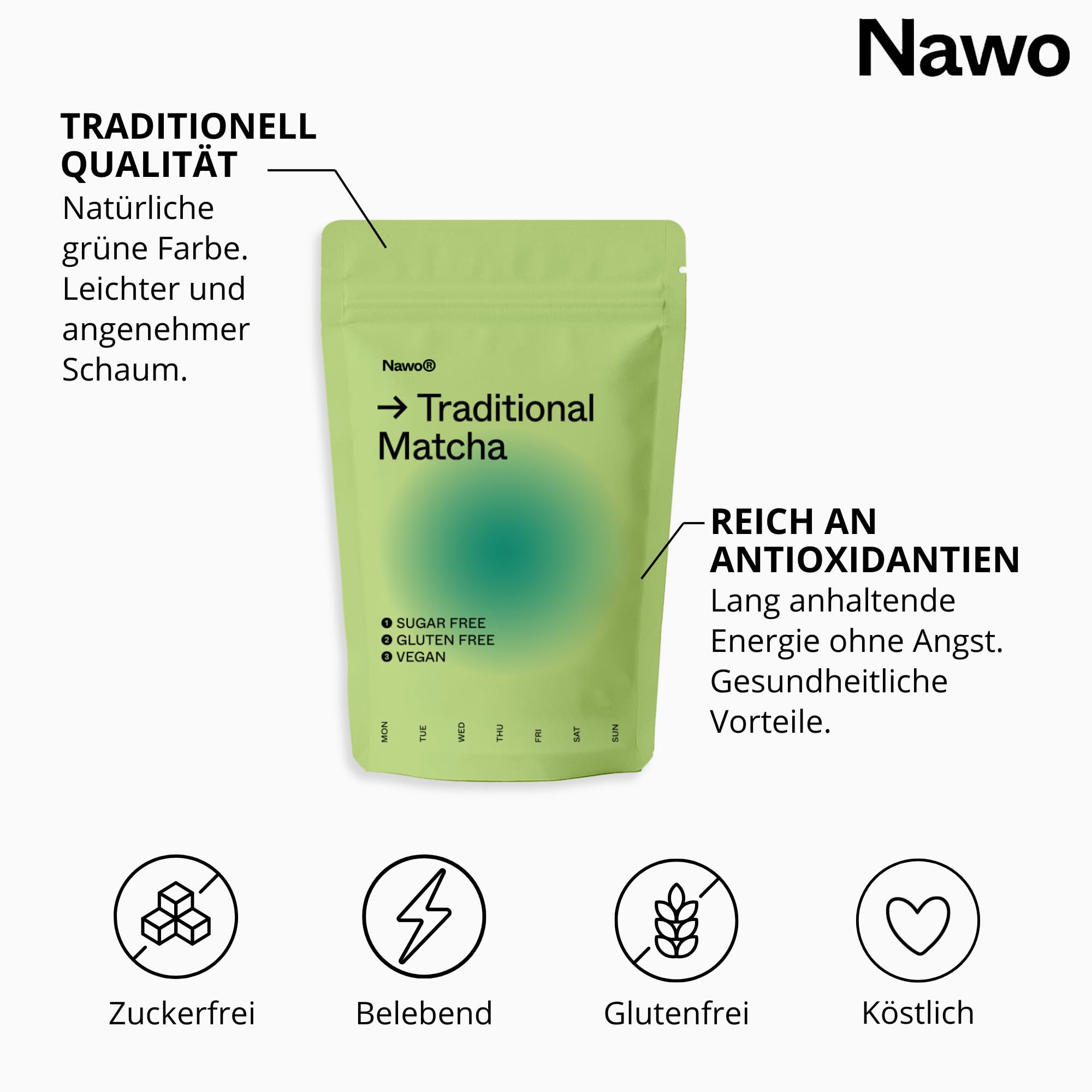 Bio Matcha Tee für Baristas – 250 g, 500 g & 1 kg – 100% natürliches Grüntee-Pulver, ideal für Matcha Latte, ohne Zuckerzusatz & Konservierungsstoffe, für Cafés – NAWO® Routines (1kg)