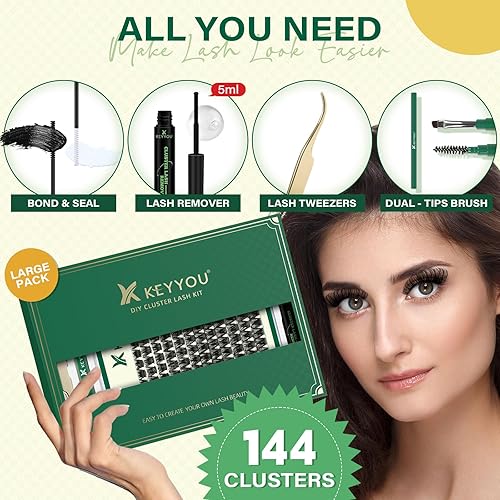 Miniatura 2 de Kit de extensión de pestañas para bricolaje, 144 unidades, kit de extensión de pestañas con cepillo de rímel, unión y sellado, removedor de