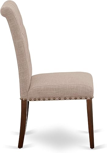 Miniatura 7 de East West Furniture DUBR7-MAH-04 - Juego de comedor de 7 piezas consta de una mesa de comedor rectangular y 6 sillas Parson tapizadas de tela de