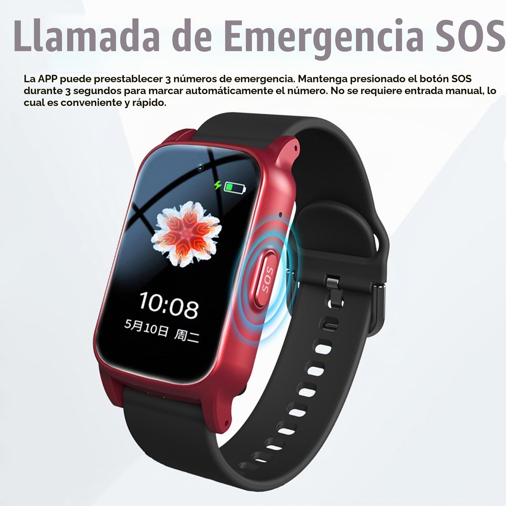 Reloj Inteligente con Detección De Caídas para Personas Mayores, Reloj GPS con Videollamada HD, IP67 Resistente Al Agua Y Llamada De Voz HD, Alarma De Caída para Personas Mayores,Black