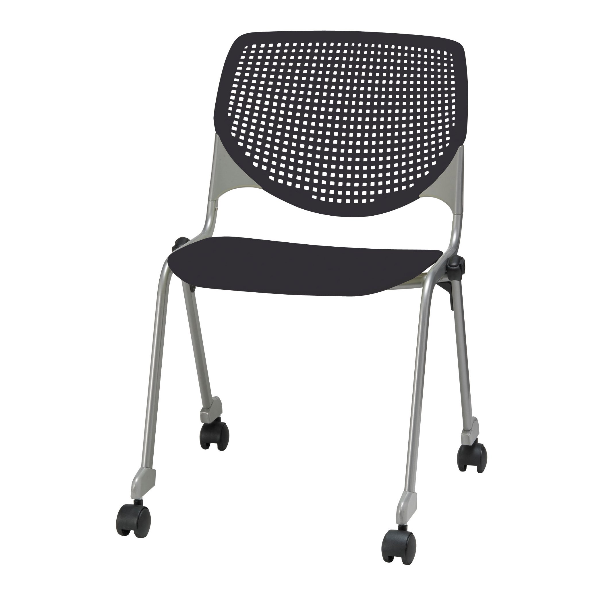 KFI Seating Kool Series Polypropylene Stack Chair with Perforated Back and Casters, Finish