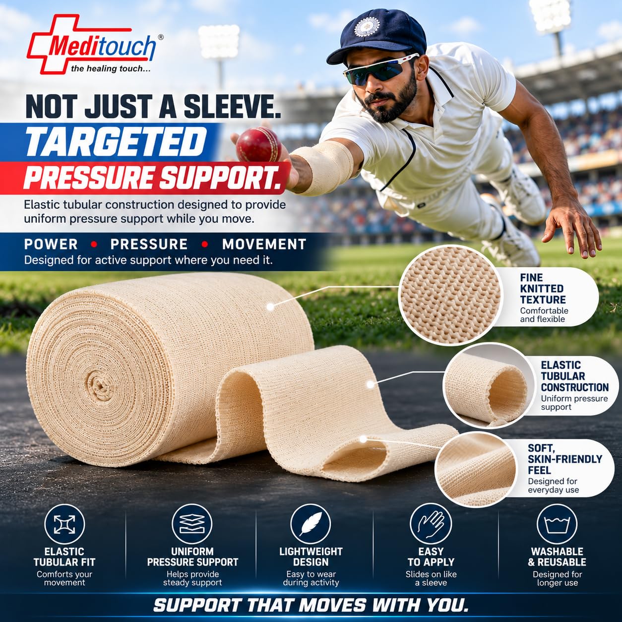 Latex-Free Cotton Spandex Tubular Elastic Support Bandages for Compression Sports Protection Soft, Fragile Skin. (Available in Sizes B,C,D,E,F) (Size B - 6.25CM (W) X 1MTR (L) Beige Colour) — Amazon image 8