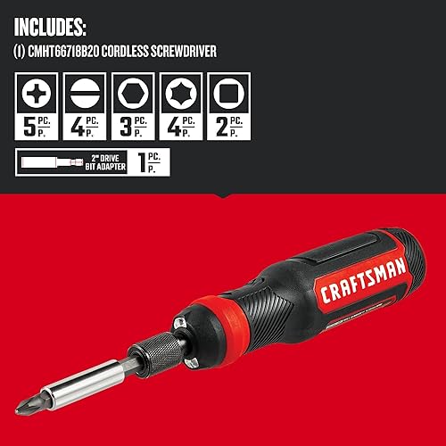Miniatura 3 de CRAFTSMAN Juego de destornilladores eléctricos de 4 V, 300 RPM, puerto de carga micro USB, indicador de carga de batería de 3 etapas (CMHT66718B20)