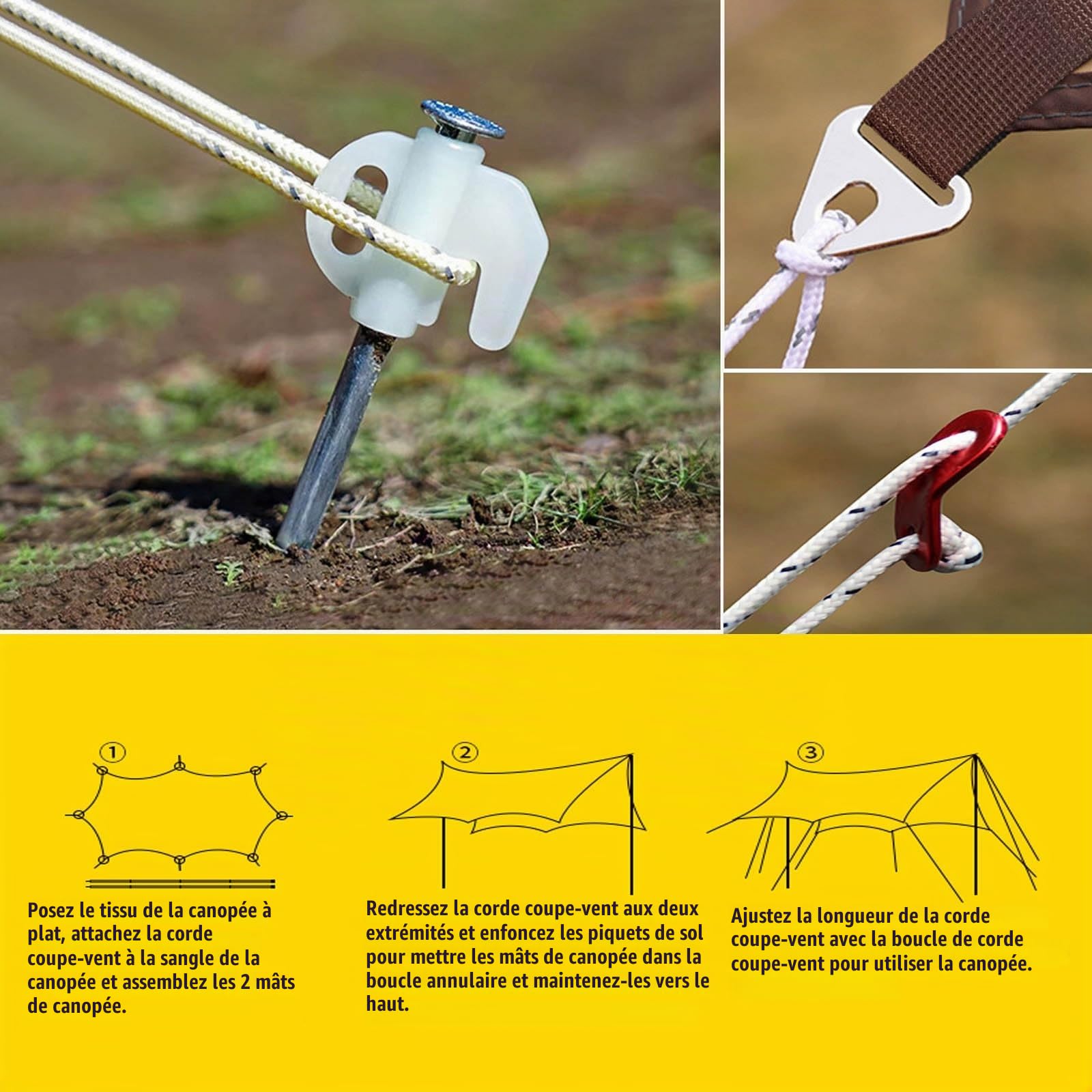 Bâche Anti-Pluie, 560x440cm Camping Rain Tarp, Toile De Tente Imperméable Anti-UV, Léger Portable, Piquets De Tente Et Cordes Inclus Pour Randonnée Backpacking Picnic Camping(Rice-white,560x440x260mm)