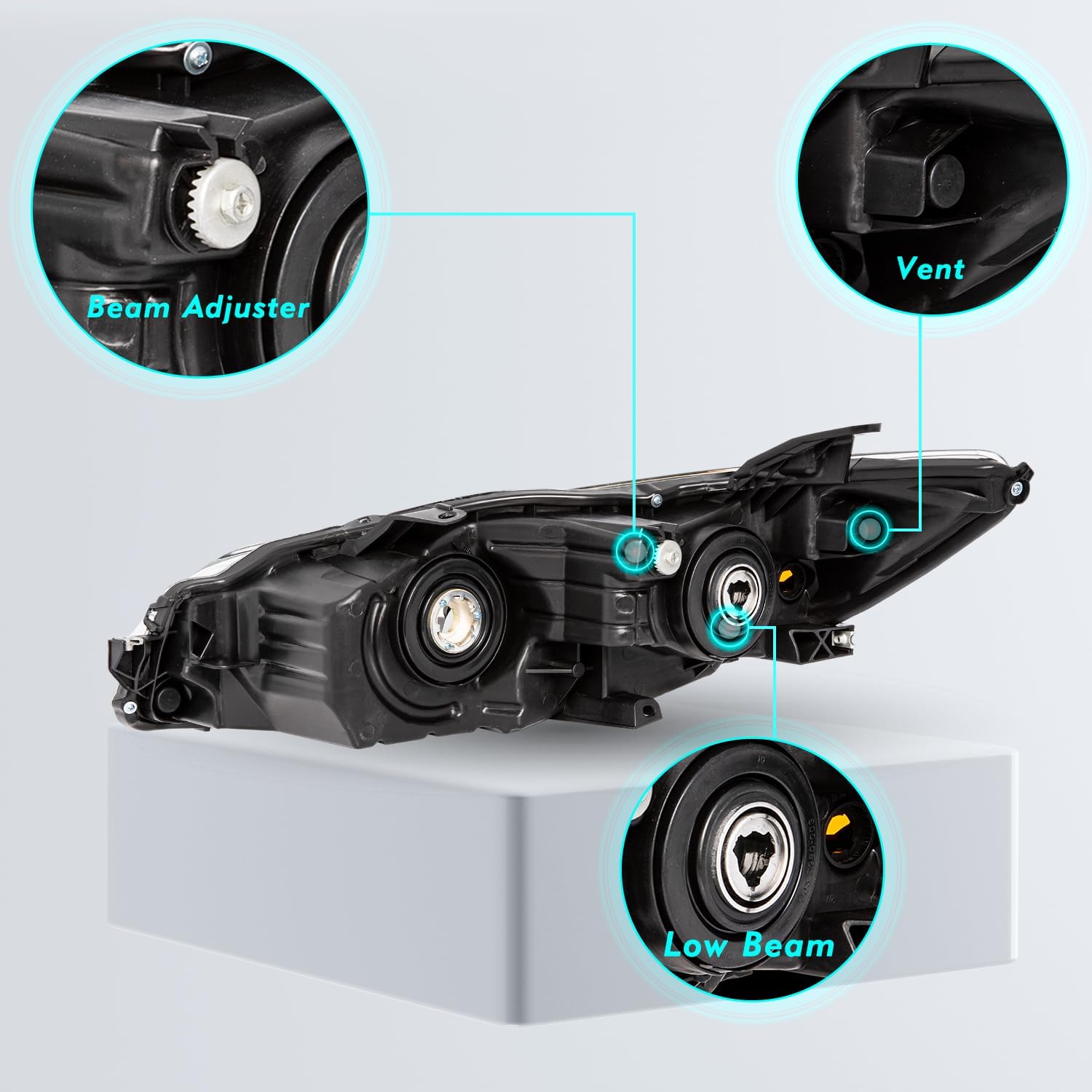 Fits For 2015 2016 2017 Toyota Camry Headlights Replacement Headlight Assembly Factory Headlamp,Chrome Housing with Amber Reflector with bulbs