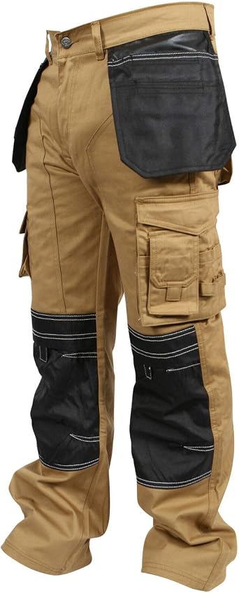 Mens Work Trousers Multi Pockets with Knee Pockets Men Cargo Pants for Man