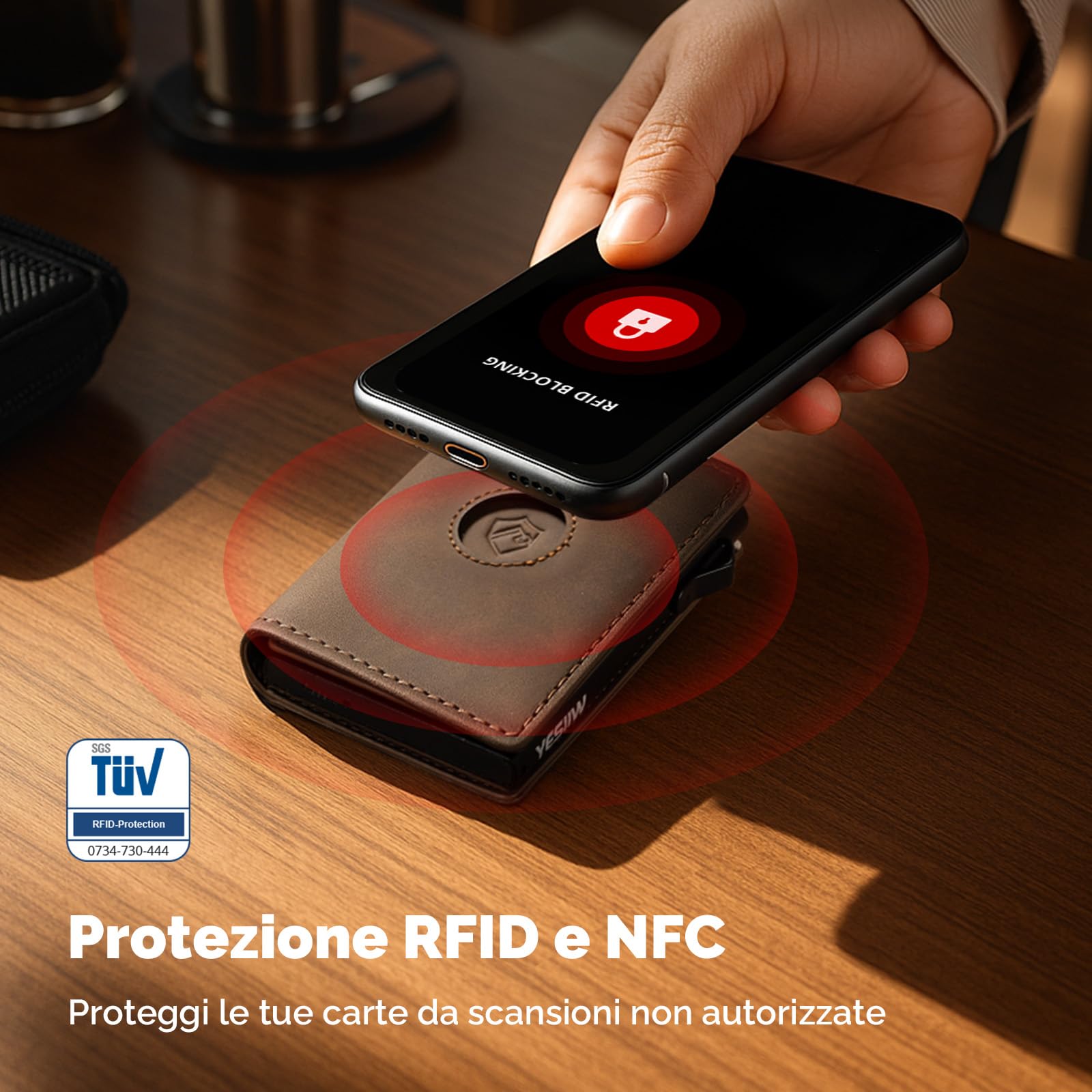 YESIIW Portafoglio Uomo Airtag con Super Compatto, Pop up Porta Carte Airtag per 10+ Cartes, 10+ Banconote & Finestra ID, Portacarte Airtag con RFID & Chiusura Magnetica (Marrone, Senza Portamonete)