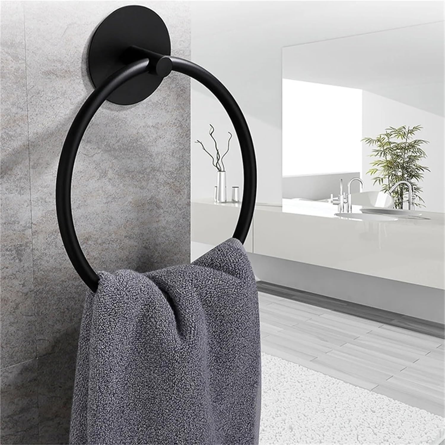Anello portasciugamani, Porta Salviette Adesivo In Acciaio Inox Da Parete Tondo/Ovale Multicolor for Bagno(Oval Silver)