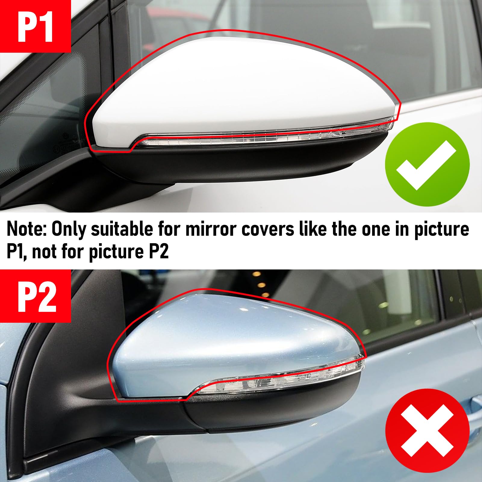 TTCR-II 2 PCS Compatible avec Coque de Rétroviseur VW Golf 7 Golf 7.5 2013-2018, Coques de Remplacement Rétroviseurs Auto Volkswagen Golf Hatchback/Estate/Alltrack Gauche + Droite-Noir