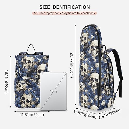 Miniatura 3 de Raqueta de tenis de bádminton bolsas grandes resistentes de flores azules calaveras hippie 2 raquetas acolchadas bolsa de tenis bolsa de gimnasio