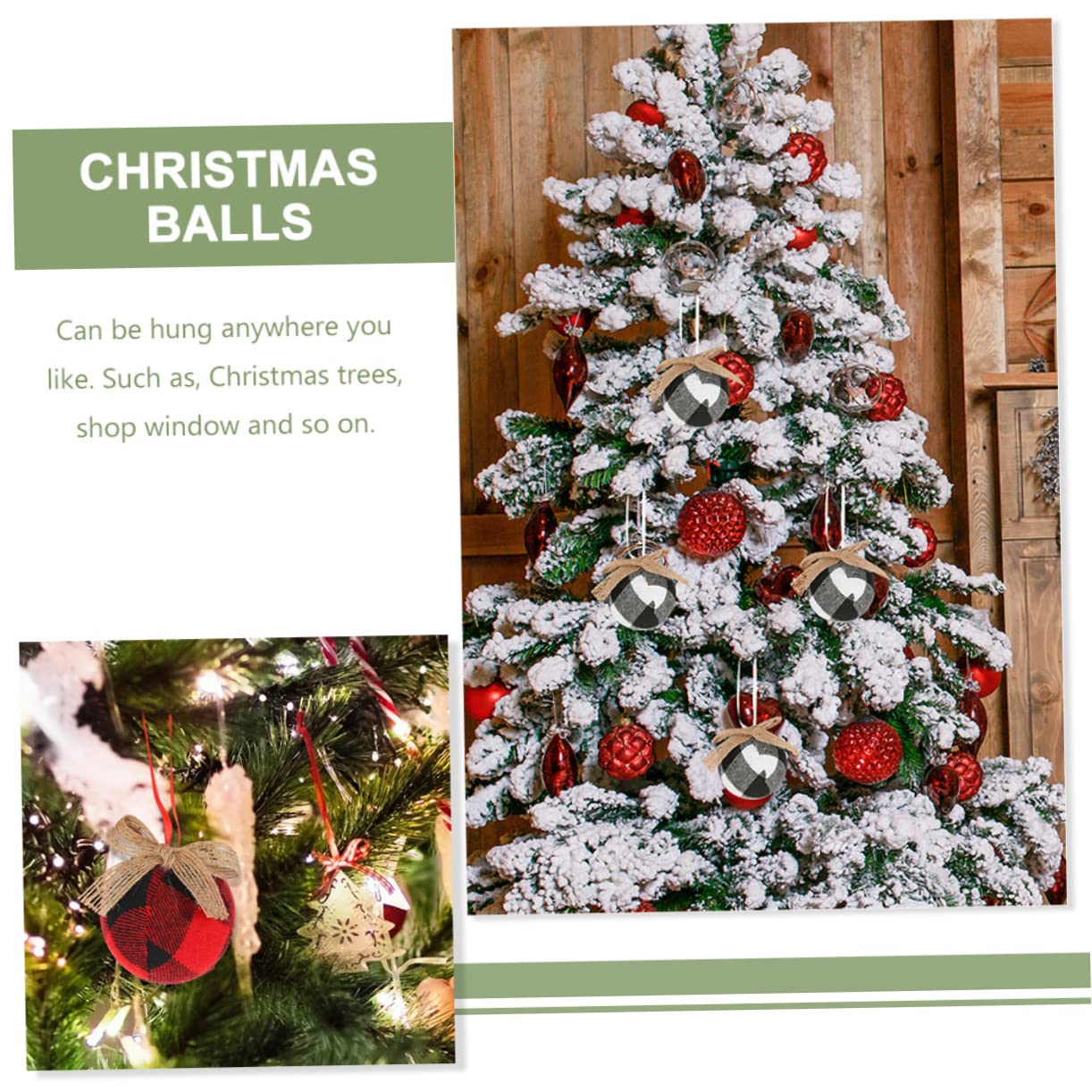 PRETYZOOM 5 Juegos Bola De Tela De Cuadros Navideños Decoraciones Luces De Navidad Al Aire Árbol De Navidad Adornos Guirnalda Oro Bolas De Navidad Espuma 12 Uds * 5