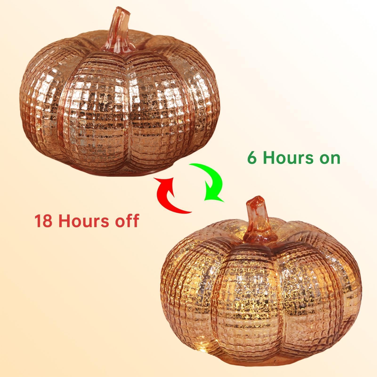 Decorazione da tavolo con timer e funzionamento a batteria per interni, a forma di zucche