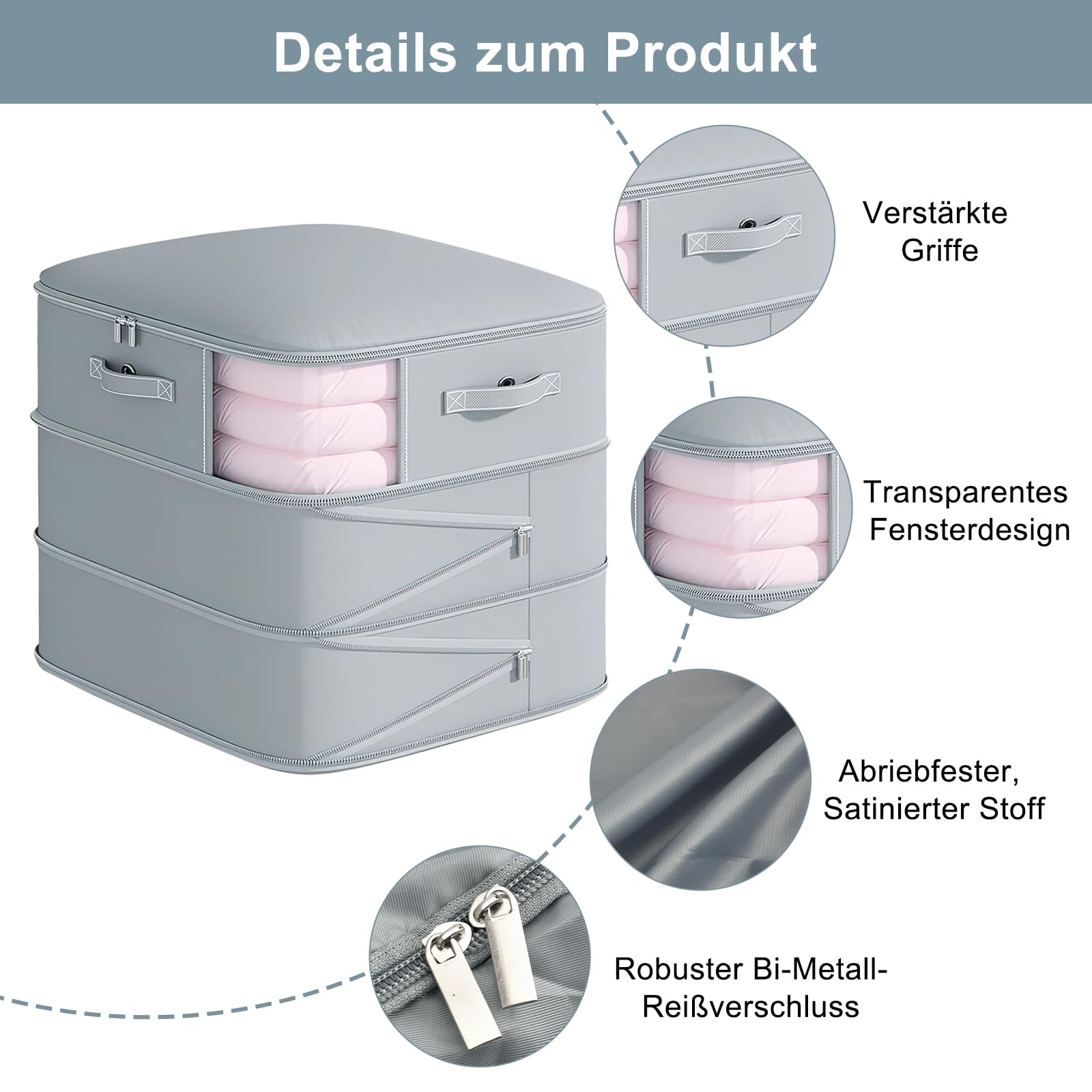 APOMOONS Platzsparender Selbstkomprimierender Organizer, mit 2 Schuhbeutel, Aufbewahrungstasche, Ultra Kleidung Bettdecken Kompression Kompressionsbeutel für Zuhause, Umzug, Reisen 52x42x60cm
