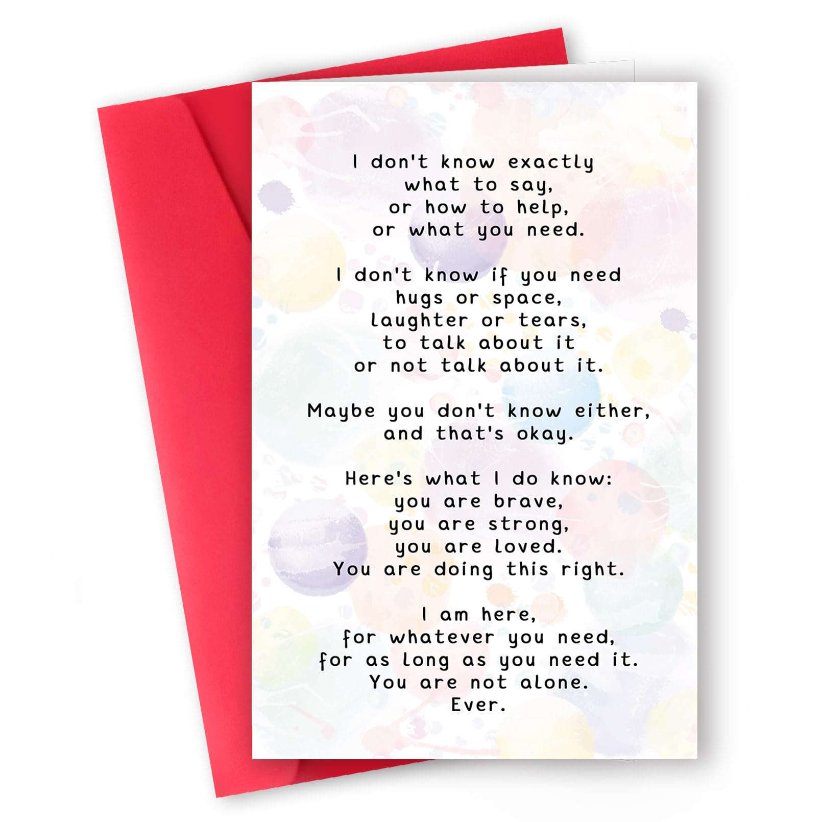 ICOOLYI Gentle Encouragement Thinking of You Card – For Husband, Wife, Best Friend, Brother, Sister, Man or Woman – Get Well Soon, I’m Here for You,