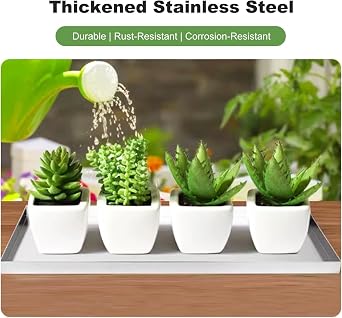 Stainless Steel Drip Pan, Leak-proof Oil Drain Pan, Plant Saucer, Plant Trays for Pots, for Indoor and Outdoor, Multiple Sizes No Holes(51x21x2cm/20x8.3x0.8in)