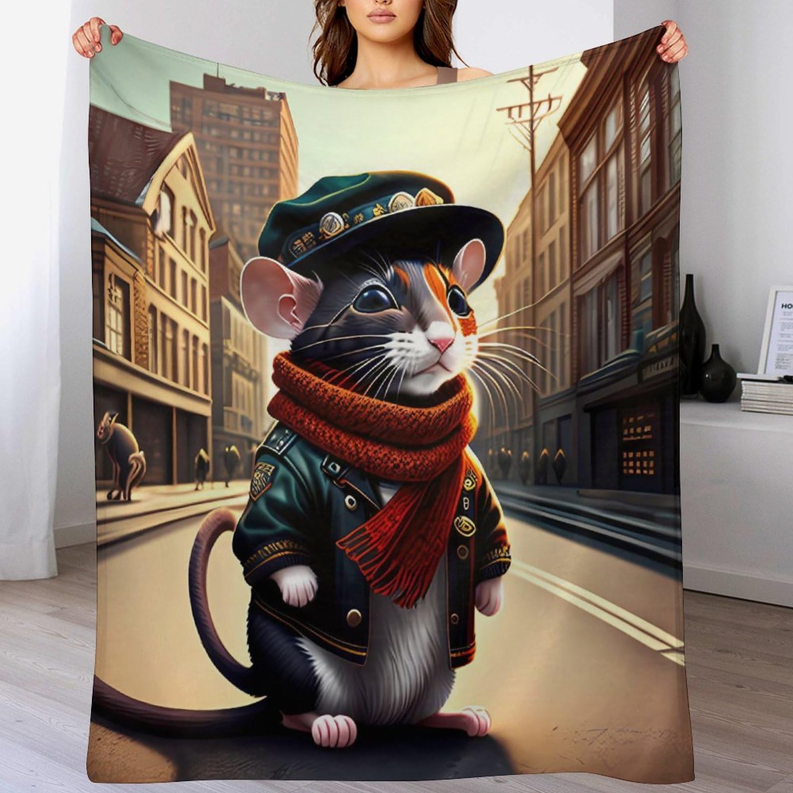 Couverture en molleton de flanelle pour lit 130x150 anti-froid motif souris protecteur