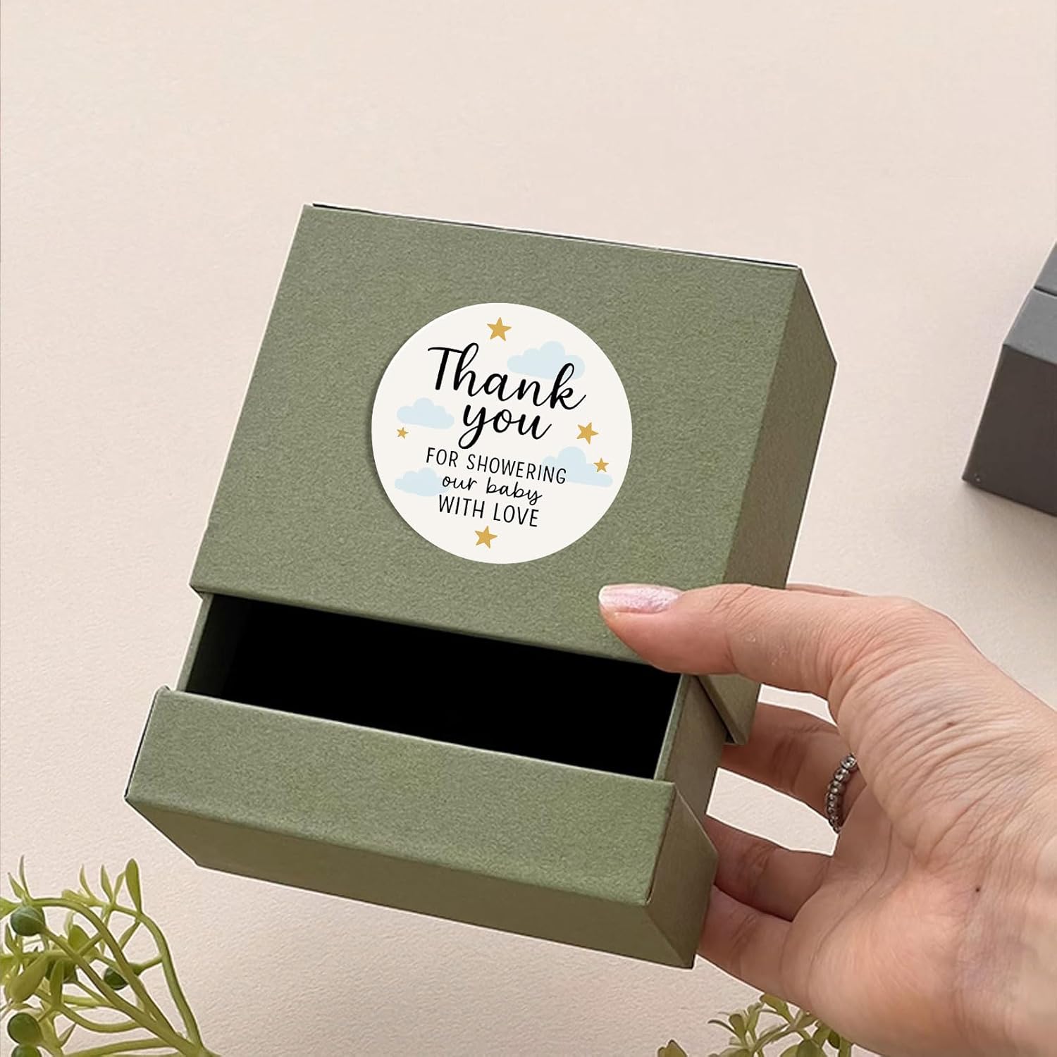 120 x Thank You for Showering Our Baby with Love Stickers – Round Baby Shower Favor Labels with Cloud and Star Design – Party Thank You Stickers – 1.6 Inch - Image 8