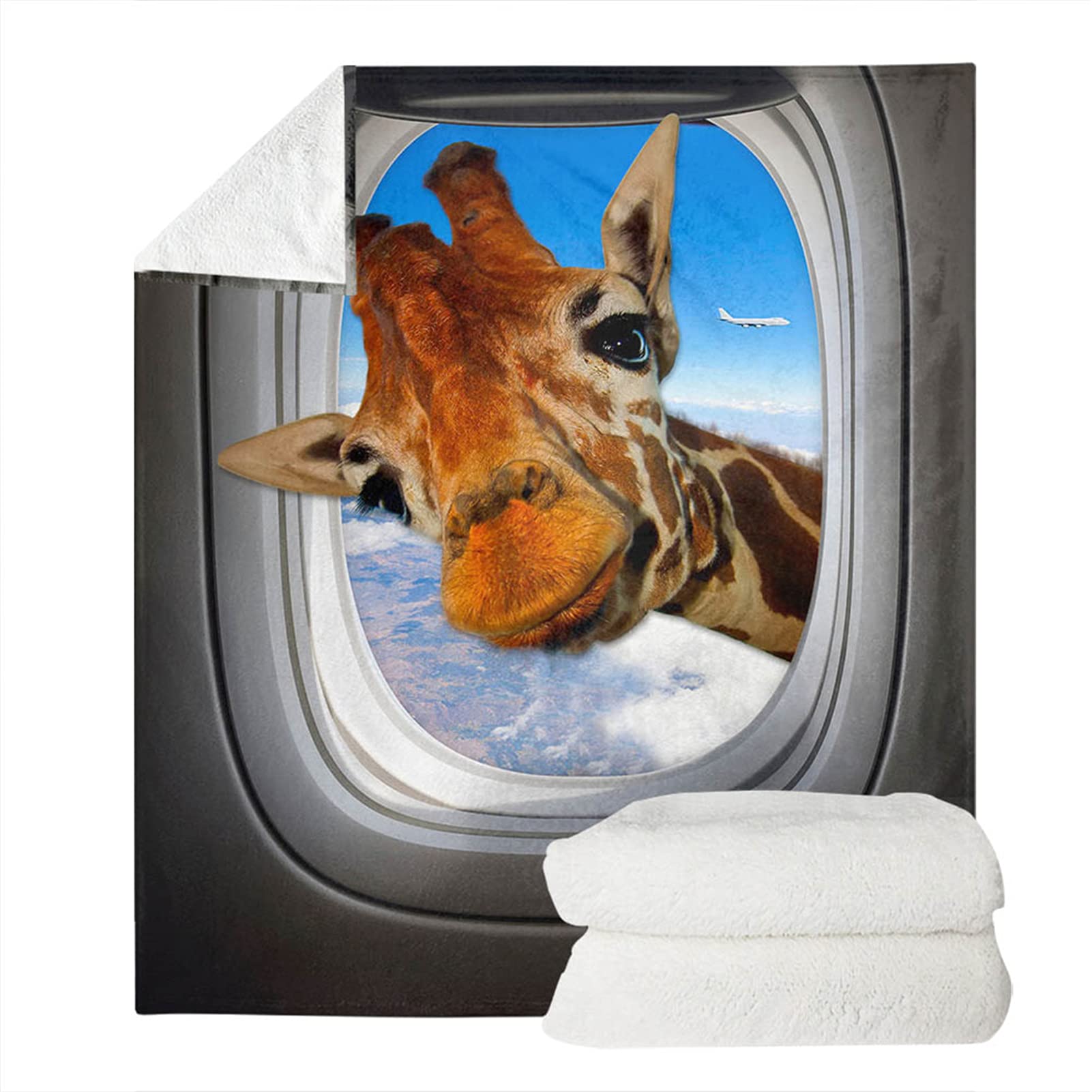 Chaqlin Fleecedecke Für Kinder & Erwachsene – Wendbar, Ultraweich, Sherpa, 200 X 150 Cm, Giraffen-Muster