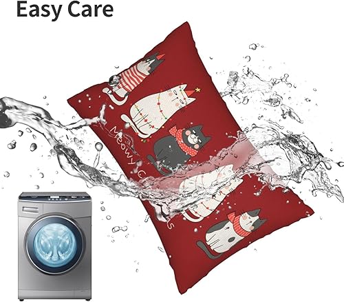 Miniatura 6 de Juego de 2 fundas de almohada de Navidad de 12 x 20 pulgadas, lindas fundas decorativas de invierno de lino, color rojo, fundas de almohada de