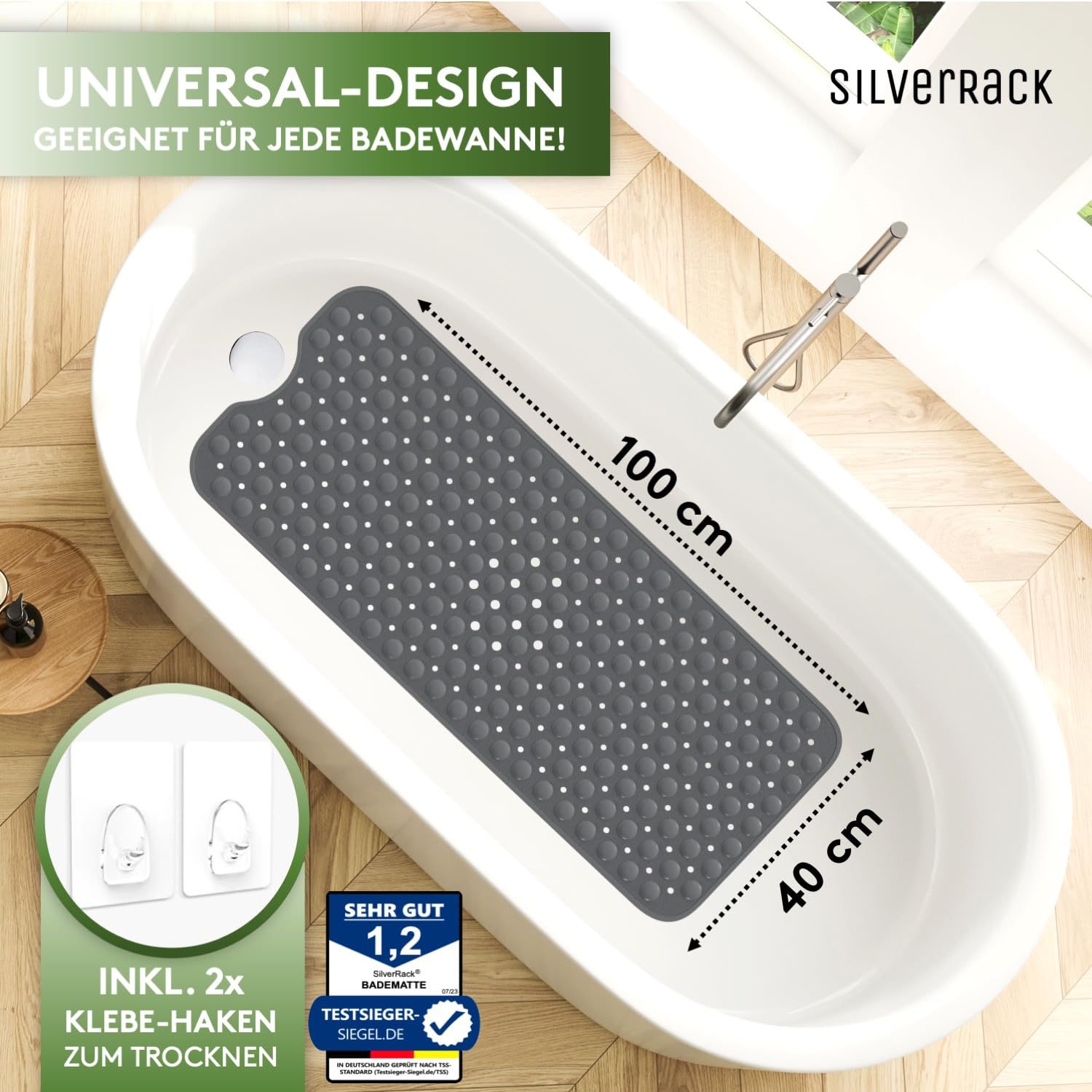 Tappetino Doccia Antiscivolo Trasparente 100x40cm - Anti Muffa, Lavabile, Sicuro Per Bambini E Anziani - Foto 3