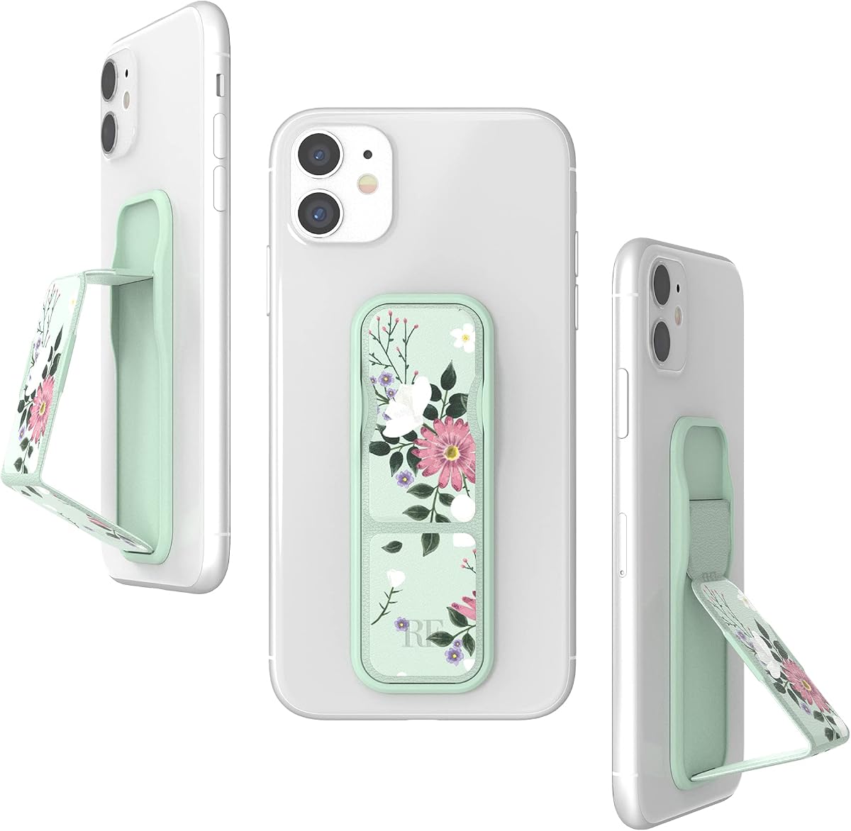 CLCKR Richmond Finch Phone Grip Holder and Expanding Stand, Universal Finger Grip Kickstand Compatible with iPhone 14/13/12, Samsung S22 and More, Multiple Viewing Angles, Sweet Mint Design