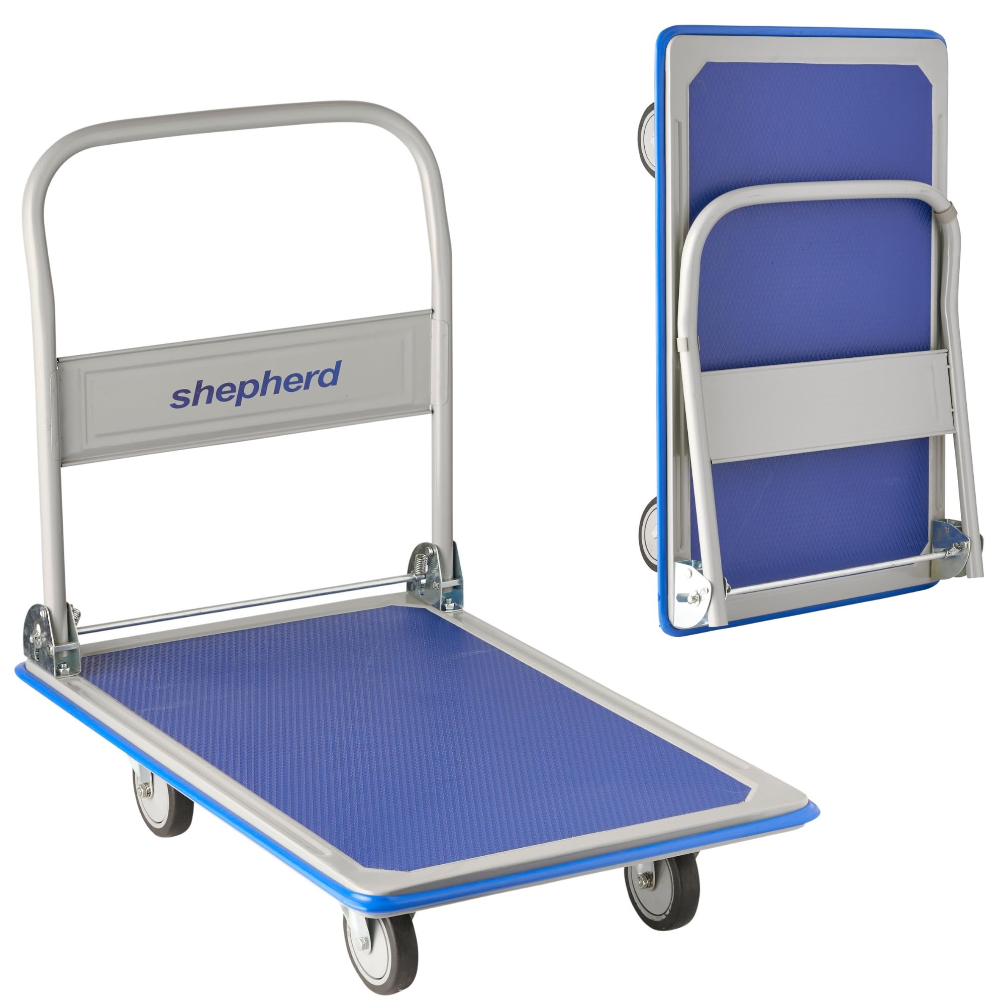 Move-It 270kg Heavy Duty Folding Platform Trolley Hand Truck Cart with Handle, Blue