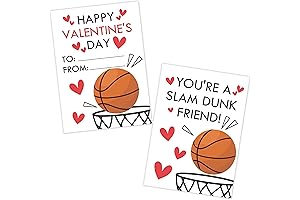 Valentines Day Cards for Kids, 30 Valentines Cards for Class, Sport Basketball...