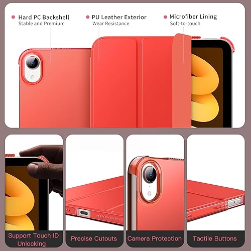 Miniatura 211 de MoKo Funda para iPad mini 7 (A17 Pro) Generation Case 2024, iPad mini 6 2021, funda delgada y ligera de 8.3 pulgadas de carcasa de policarbonato